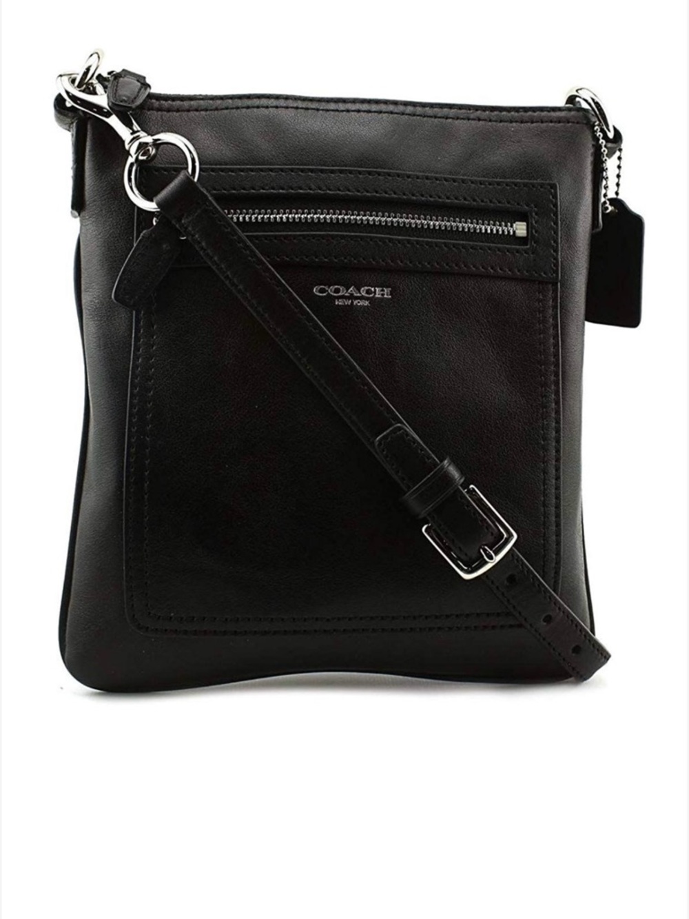 Coach Black Leather Messenger Crossbody - Men's Shoulder Bag